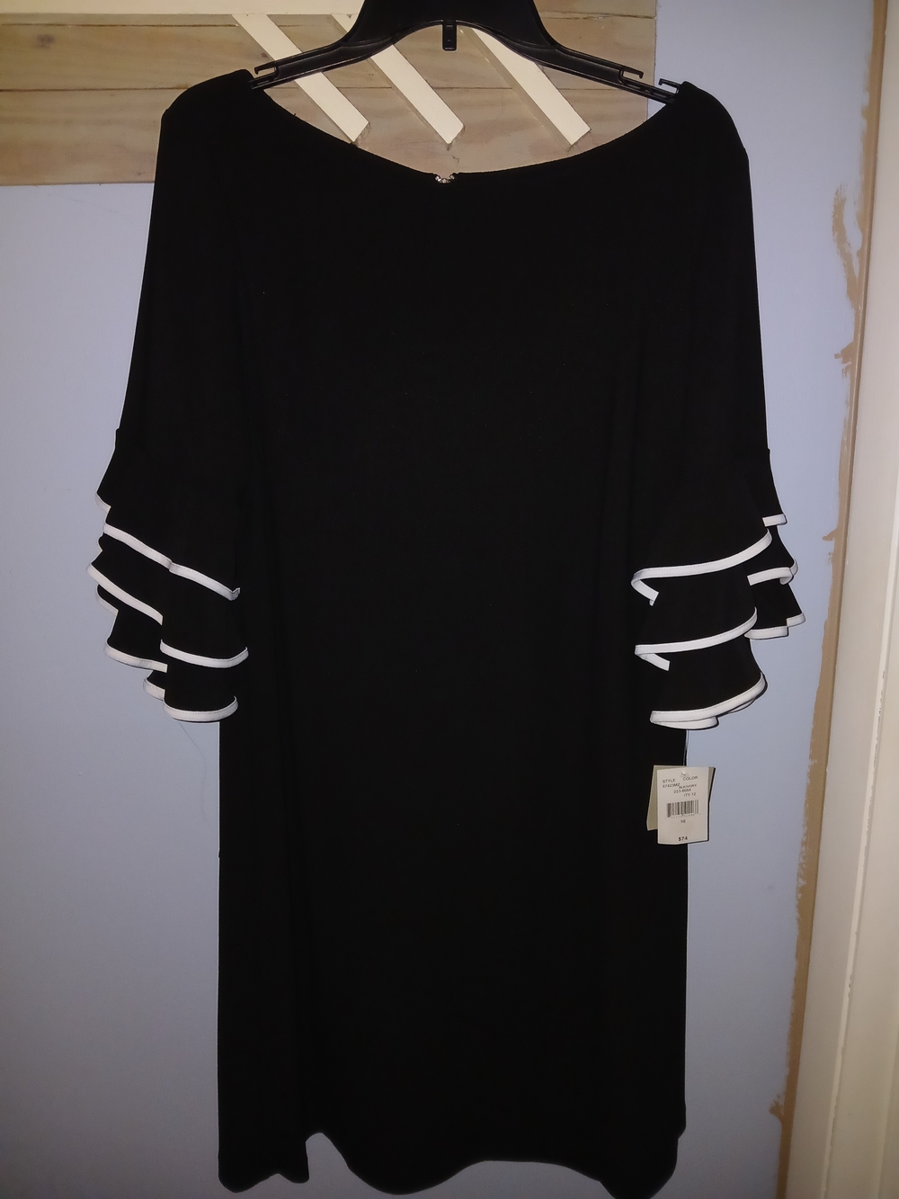 Danny & Nicole Black Midi Dress with White Trim